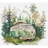 HobbyJobby Kreativset HobbyJobby Kreuzstich Stickpackung "Es ist Zeit zu reisen", Zählmus..., (embroidery kit by Marussia)