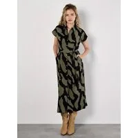Apricot Midikleid Hemdblusenkleid (mit Gürtel) mit Zebradruck