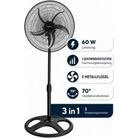 KUMTEL Standventilator KTF-340, 50 cm Durchmesser, 60 w,70° horizontale Oszillation, Höhenverstellbar