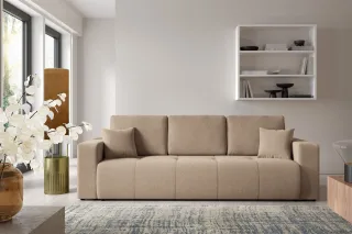 Sofa 3-Sitzer mit Schlaffunktion AUGUSTO in Stoff Wind Beige