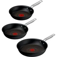 Tefal Pfannen-Set Experience Unbreakable, Aluminium (Set, 3-tlg., 3x Bratpfanne 20/24/28 cm), FusionCore Antihaftversiegelung, Induktion, Temperaturanzeiger