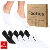 sockenkauf24 Füßlinge 10 Paar Füßlinge aus gekämmter Baumwolle Damen & Herren (Schwarz/Weiß, 43-46) Sneaker Socken ohne drückende Naht (Exclusive Line) - 70103T WP