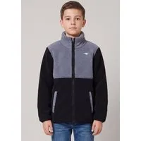 KangaROOS Sweatjacke Teddy-Fleecejacke mit kontrastfarbigen Einsatz und KangaROOS Stickerei Colorblocking Teddy-Fleecejacke mit Stehkragen