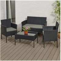 HTI-Living Gartenlounge-Set Gartenmöbel Anthrazit 4-teiliges Set Wiebke, (Stück, 4-tlg., 1 Zweisitzer, 2 Stühle, 1 Tisch), Sitzgruppe Terrassenmöbel