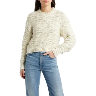 Boss - Pullover Top für Damen, Gerippter Kragen, Jerseyware, Langärmlig (Naturweiß)