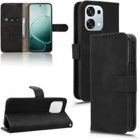 Wigento Smartphone-Hülle Für Oppo A6 Pro 4G / 5G Kunstleder Skin Feel Book Wallet Hülle Schwarz, Magnetisch, Kartenhalter, Standfunktion