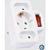 HEITECH 3-Wege-Steckdosenadapter mit Schalter Maximallast 3500 W Mehrfachsteckdose