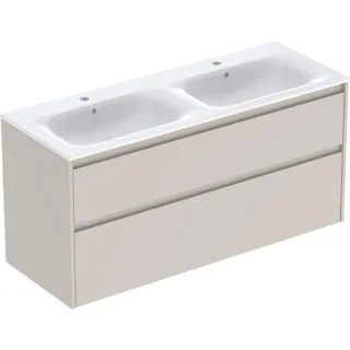 Geberit Renova Plan Set Doppelmöbelwaschtisch schmaler Rand, mit Unterschrank, zwei, 504042DB1 504042DB1
