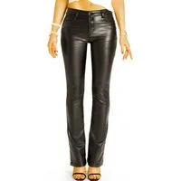 be styled Lederimitathose Hüftige Slim Fit Bootcuthose schwarze vegane Lederhose – Damen – j9L-2 Lederlook