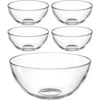 LEONARDO Schale Schalen-Set CUCINA, 5er Set, 4x Ø 10 cm & 1x Ø 21,5 cm, Glas, (Set, 5-tlg), Spülmaschinengeeignet
