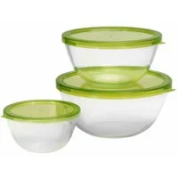 Lacers Salatschüssel Lacers PurpleLine 6-tlg. Glas-Salatschüssel-Set mit Deckeln, stapelbar, (6-tlg)