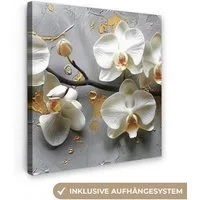 OneMillionCanvasses® Leinwandbild Blumen - Orchidee - Abstrakt - Modern, Fotodruck (1 St), Wandbild, Deko Schlafzimmer Wohnzimmer Flur 20x20 cm