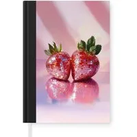 MuchoWow Notizbuch Disco - Obst - Glitzer - Erdbeere, Notebook, Notizblock a5, Tagebuch, Journal Liniert