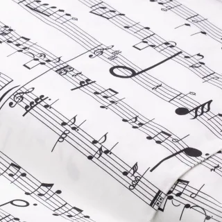 Baumwollstoff-Digitaldruck Noten „Ria“, schwarz/weiß
