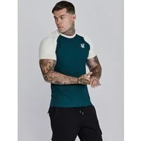 Siksilk T-Shirt SikSilk Herren Grün Ecru Raglan T-Shirt