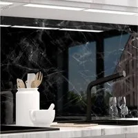 Stickerprofis Küchenrückwand MARMOR BLACK (Glasoptik), (Premium), 1,5mm, selbstklebend, hält auf besonders vielen Öberflächen