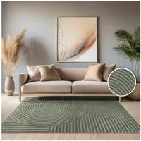KADIMA DESIGN Teppich Struktur Wohnzimmer schmutzabweisend Teppich Kurzflor, Läufer, Höhe: 10 mm, Florhöhe: 6 mm, 100% Polypropylen, Läufer, 60x100cm, Grün