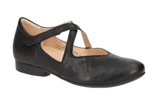 Think 564 Damenschuhe Schwarz Glattleder Mary Jane Klettverschluss