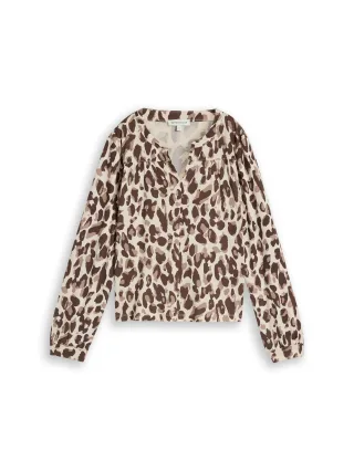 Tom Tailor - Blusenshirt mit Muster brown beige leo print - Gr. - L