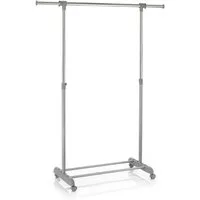 CARO-Möbel Garderobenständer SALA, Kleiderständer mit Rollen, Kleiderwagen aus Metall, Rollgarderobe grau