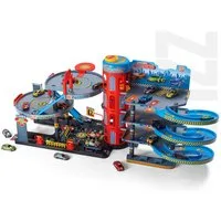 TikTakToo Spiel-Parkgarage XXL Parkhaus Spielset mit Aufzug, 4 Etagen und, 8 Spielzeugautos, Fördert Kreativität und Rollenspiel