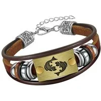 Firetti Armband Schmuck Geschenk Armschmuck Armkette Edelstein Sternzeichen, Made in Germany - mit Hämatit - mit Holzimitat