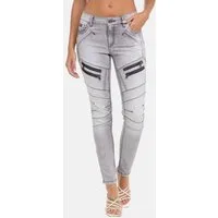 Cipo & Baxx 5-Pocket-Jeans WD501 Auffällige Zipp-Details & Ziernähte