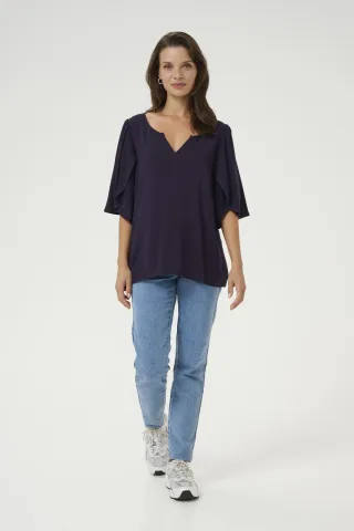 Kurzarm-Bluse Loose fit Dawn Purple