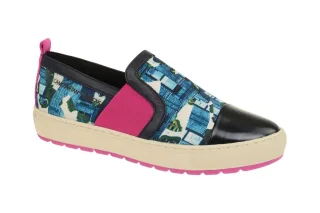 Geox D642QA Breeda - Camotartan Damen Slipper blau watersea/dark navy atmungs...
