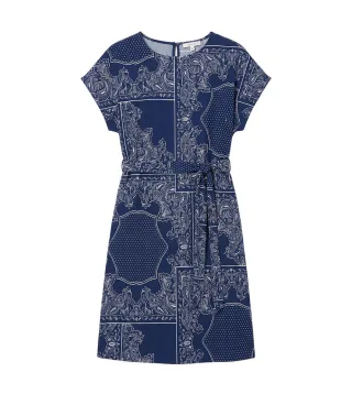 s.Oliver Red Label - Kleid mit Allover-Muster blau - Gr. - 34
