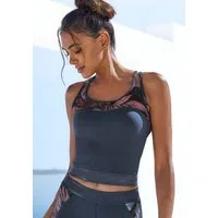 LASCANA ACTIVE Crop-Top Sporttop mit floralem Einsatz und Racerback