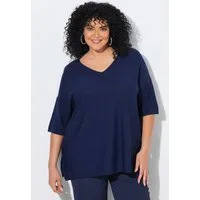Ulla Popken Strickpullover Pullover Oversized V-Ausschnitt Halbarm