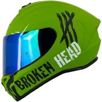 Broken Head Motorradhelm Adrenalin Therapy 4X Military + Grün Verspiegeltes Visier (Set-Artikel, Mit klarem und grün verspiegeltem Visier), Krasse Militär-Optik