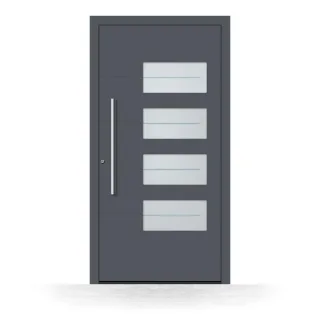 Haustür Aluminium Anthrazit, RAL 7016, 98x175 cm, mit Seitenteilen erhältlich, Schüco-Profil, Modell Leipzig, individuell konfigurieren