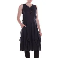 Vishes Midikleid Knielanges Kleid Baumwolle Casual verstellbares Kleid im Lagen-Design Alternative Bekleidung, Ethno, Hippie, Retro Style