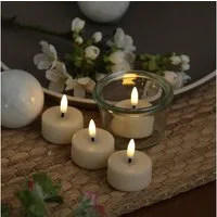 Deluxe Homeart LED-Kerze LED Mini Teelichter Mia flackernd mit Batterien D: 3,5cm creme 4 Stück (4-tlg)