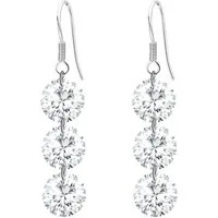 LÖB Paar Ohrhänger 925 Silber Ohrringe Hängend Tropfen Anhänger 3 Zirkonia Steine Lang (Geschenke für Frauen Beste Freundin Mutter Mama Damen zum Geburtstag Weihnachten Weihnachtsgeschenke), Damen Ohrhänger Glitzer Strass Brautschmuck Diamant Form Tr
