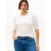 Tommy Hilfiger Curve Kurzarmshirt CRV SLIM 5X2 RIB C-NK 1/2 SLV in großen Größen, in gerippter Struktur