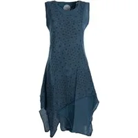 Vishes Midikleid Damen knielanges Kleid Baumwolle Geometrisch Lagenlook Armlos Alternative Bekleidung, Ethno, Hippie, Retro Style