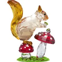 Swarovski Tierfigur Deko Kristallfigur Sammelfigur Idyllia Eichhörnchen und Pilze (1 St), Swarovski® Kristall