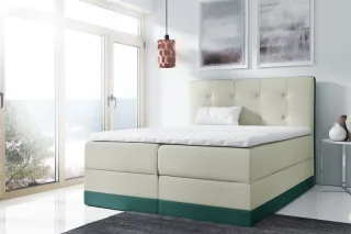 Boxspringbett Schlafzimmerbett BALEA 180x200cm Creme- Meeresgrün