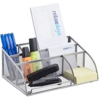 relaxdays Organizer Schreibtischorganizer 5 Ablagen Metall, silber