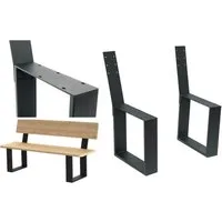 DanDiBo Sitzbank Bankbeine mit Rückenlehne Metall Schwarz DIY Bankgestell (2er Set, Bank Füße Bankkufen), Massives Metall