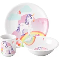 Seltmann Weiden Kindergeschirr-Set Compact Mein kleines Einhorn (3-tlg), 1 Personen, Porzellan, Teller, Schüssel, Becher, Made in Germany, 3 Teile, für 1 Person