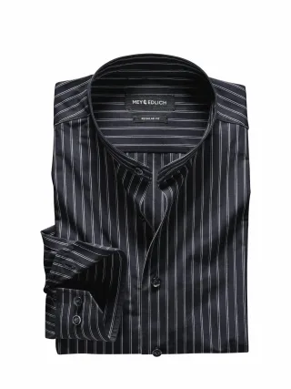Mey & Edlich Herren New Business-Hemd Schwarz 100 % Baumwolle