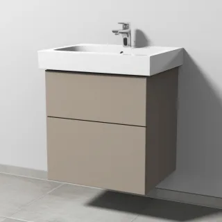 Sanipa 3way Waschtischunterbau zu Geberit iCon Waschtisch mit 2 Auszügen, Sandgrau-Matt SF65067