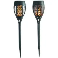 BURI Kugelleuchte Solar Gartenfackel Rattanoptik Gartenlampe Gartenlaterne Solarleuchte