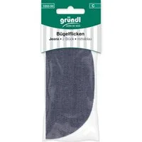 Gründl Aufnäher Gründl Bügelflicken Jeans 2 Stück mittelblau, 100 % Baumwolle