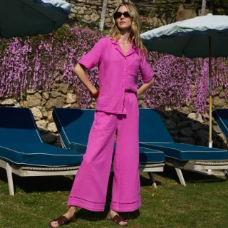 7/8-Schlupfhose aus Musselin, Damen, size: regular, Pink, Baumwolle, by Lands' End