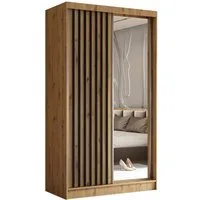Beautysofa Kleiderschrank Helix Schwebetürenschrank mit Lamellen (Kleiderschrank mit Spiegel, Schrank mit Kleiderstange und vielen Einlegeböden) moderner Garderobenschrank fürs Schlafzimmer